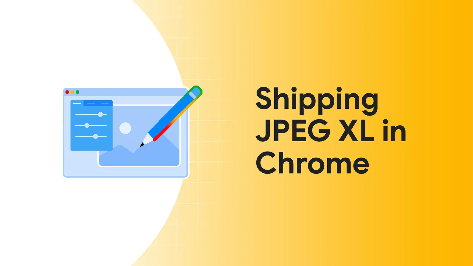 ภาพปกบทความ Shipping JPEG XL in Chrome ของ Chrome for Developers รูปหน้าต่างเบราว์เซอร์ที่มีภาพและแถบปรับค่า