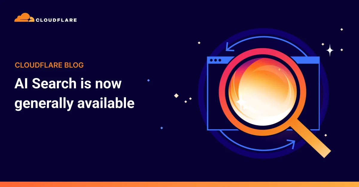 ภาพประกอบประกาศ AI Search is now generally available บน Cloudflare Blog