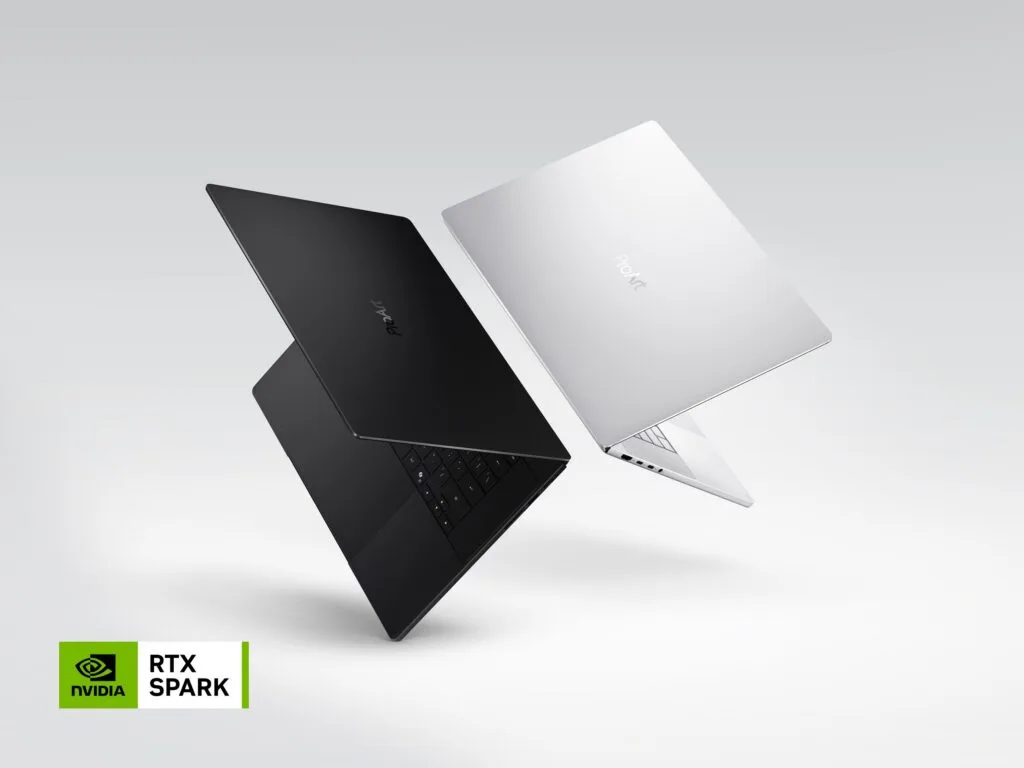 โน้ตบุ๊ก ASUS ProArt สีดำและสีขาวที่ใช้ชิป NVIDIA RTX Spark