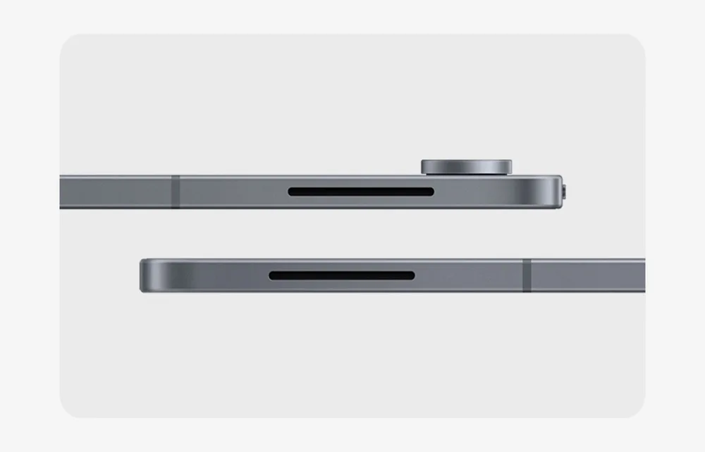 ด้านข้างของ Galaxy Tab S12 สองเครื่องแสดงความบางของตัวเครื่อง